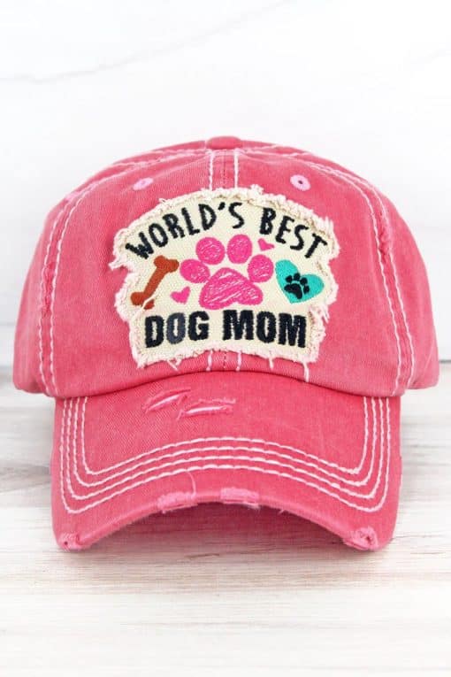 Distressed Salmon World's Best Dog Mom Adjustable Hat