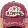 Distressed Maroon Sip Happens Adjustable Hat