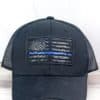Distressed Black Thin Blue Line Tactical Flag Patch Adjustable Mesh Hat