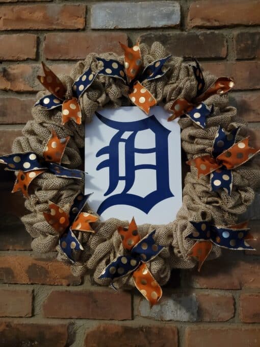 Detroit Tigers Gold 16" Burlap Wreath Door Decor