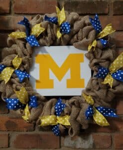 University of Michigan Wolverines Maize 16" Burlap Wreath Door Decor