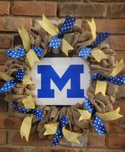 University of Michigan Wolverines Blue M 16" Burlap Wreath Door Decor