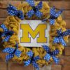 University of Michigan Wolverines Yellow with Blue M 16" Burlap Wreath Door Decor