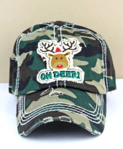 Distressed Camo Oh Deer Rudolph Christmas Adjustable Hat