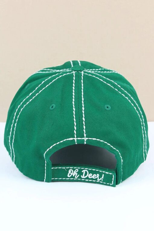 Distressed Green Oh Deer Rudolph Christmas Adjustable Hat - Image 2