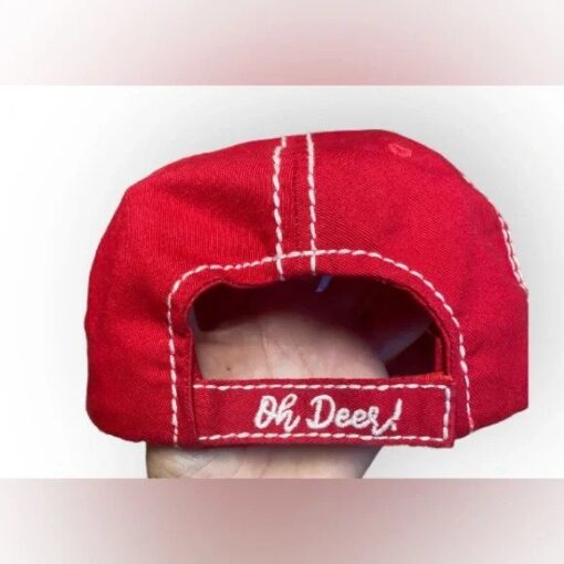 Distressed Red Oh Deer Rudolph Christmas Adjustable Hat - Image 2